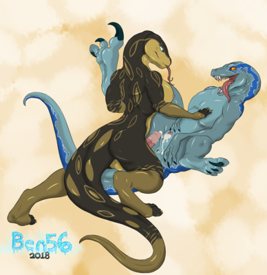 Snake x Blue
art by ben56
Keywords: snake;jurassic_world;dinosaur;theropod;raptor;deinonychus;blue;male;female;herm;M/F;penis;vagina;missionary;spooge;suggestive;ben56