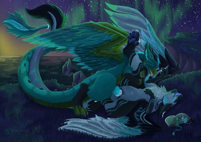 Under The Aurora
art by besonik
Keywords: dragon;dragoness;male;female;feral;M/F;penis;missionary;vaginal_penetration;spooge;besonik