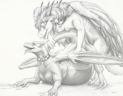 Jerbie and Nova
art by beuwens
Keywords: dragon;dragoness;male;female;herm;M/F;from_behind;inflation;beuwens