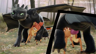 Bambi and Toothless
art by bizymouse
Keywords: how_to_train_your_dragon;httyd;night_fury;toothless;disney;bambi;dragon;furry;cervine;deer;male;anthro;M/M;penis;from_behind;anal;cgi;closeup;bizymouse