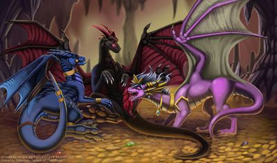 Dragon Trio
art by bl_darksoul and katruna94
Keywords: dragon;dragoness;male;female;feral;M/F;solo;penis;vagina;oral;hoard;bl_darksoul;katruna94