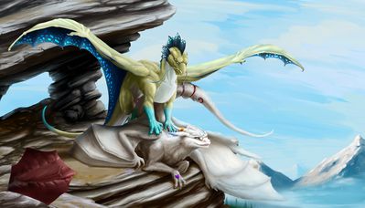 Mountain Mating
art by blackaures and dirtyfox911911
Keywords: dragon;dragoness;male;female;feral;M/F;penis;from_behind;vaginal_penetration;internal;spooge;blackaures;dirtyfox911911