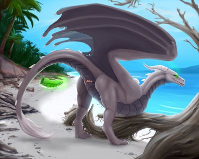 Ebenia
art by blackaures
Keywords: dragoness;wyvern;female;feral;solo;cloaca;presenting;dildo;humor;beach;blackaures