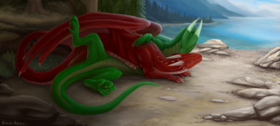 Solar Game
art by blackaures
Keywords: dragon;male;feral;M/M;romance;beach;non-adult;blackaures