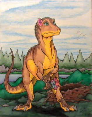 Guingi
art by blaquetygriss
Keywords: dinosaur;theropod;allosaurus;feral;female;solo;non-adult;blaquetygriss
