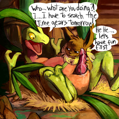 Eevee and Grovyle 1
art by blitzdrachin
Keywords: comic;anime;pokemon;furry;canine;lizard;grovyle;eevee;male;female;anthro;M/F;penis;masturbation;spooge;blitzdrachin