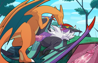 Charizard and Noivern Mating
art by blitzdrachin
Keywords: anime;pokemon;dragon;dragoness;wyvern;charizard;noivern;male;female;anthro;M/F;penis;missionary;vaginal_penetration;internal;spooge;blitzdrachin