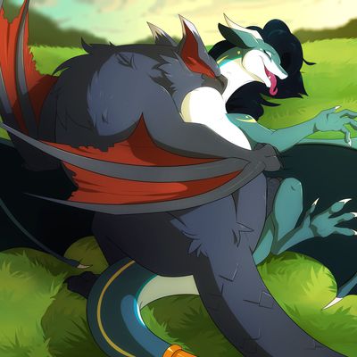 Under The Nargacuga
art by blitzdrachin
Keywords: videogame;monster_hunter;dragon;dragoness;wyvern;nargacuga;male;female;feral;M/F;missionary;blitzdrachin