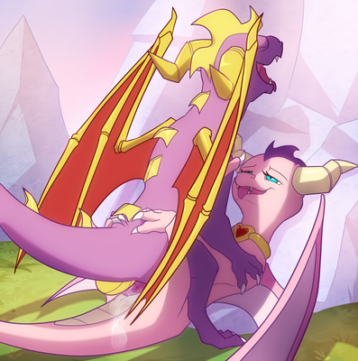 Spyro Having Sex With Ember
art by blitzdrachin
Keywords: videogame;spyro_the_dragon;spyro;ember;dragon;dragoness;male;female;anthro;M/F;penis;missionary;spooge;blitzdrachin