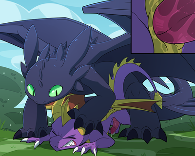 Toothless and Spyro Having Sex
art by blitzdrachin
Keywords: videogame;spyro_the_dragon;how_to_train_your_dragon;night_fury;toothless;spyro;dragon;male;anthro;M/M;penis;from_behind;anal;closeup;blitzdrachin