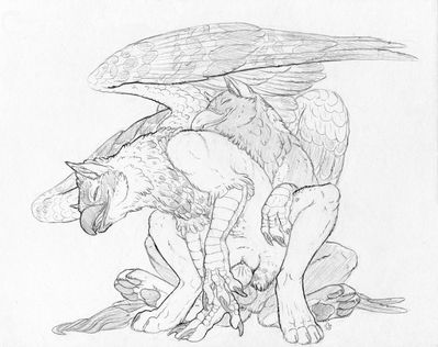Gryphons Mating
unknown artist
Keywords: gryphon;male;female;feral;M/F;penis;from_behind;vaginal_penetration