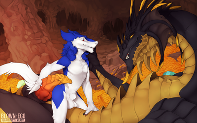 Dragon's Cave
art by blown-ego
Keywords: dragon;feral;furry;hybrid;sergal;anthro;male;M/M;penis;cowgirl;suggestive;masturbation;macro;hoard;blown-ego