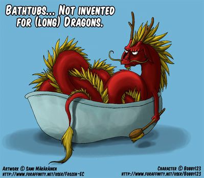 Bath Tubs
art by frozen-ec
Keywords: eastern_dragon;dragon;male;feral;solo;humor;non-adult;frozen-ec