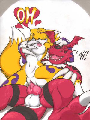 Guilmon Fucks Renamon
art by boxice
Keywords: anime;digimon;furry;canine;fox;dragon;renamon;guilmon;male;female;anthro;breasts;M/F;penis;reverse_cowgirl;vaginal_penetration;spooge;boxice