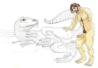 Prehistoric Lover
art by braccio
Keywords: beast;dinosaur;theropod;tyrannosaurus_rex;trex;female;feral;human;man;male;M/F;penis;cloaca;spooge;braccio