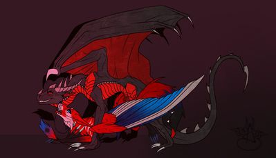 Dragon x Fox
art by caavaran17
Keywords: dragon;furry;canine;fox;male;feral;anthro;M/M;penis;from_behind;anal;caavaran17