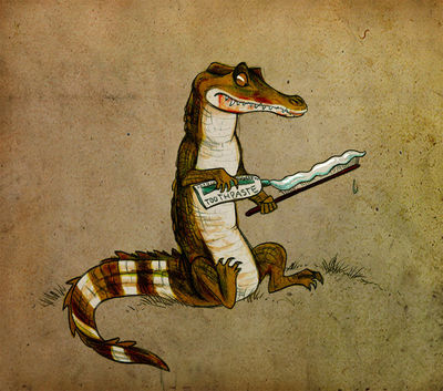Caiman's Toothbrush
art by culpeo_fox
Keywords: crocodilian;caiman;feral;solo;humor;non-adult;culpeo_fox