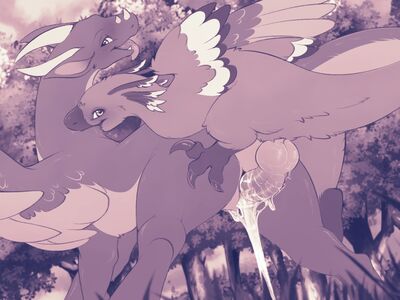 Raptor and Whiro
art by camychan
Keywords: dinosaur;theropod;raptor;dragoness;male;female;feral;M/F;penis;from_behind;vaginal_penetration;spooge;camychan
