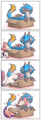 Lagiacrus and Mizutsune
art by canes-cm
Keywords: comic;videogame;monster_hunter;dragon;wyvern;lagiacrus;mizutsune;anthro;humor;non-adult;canes-cm