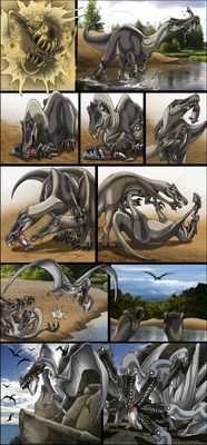 Can't Touch This
art by isismasshiro
Keywords: comic;dinosaur;theropod;baryonyx;pterodactyl;feral;humor;non-adult;isismasshiro
