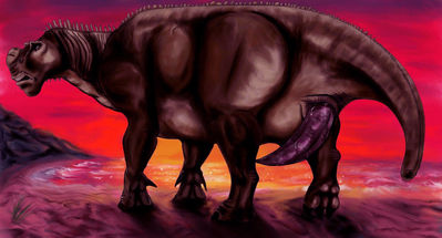 Bruton
art by carminecat
Keywords: disney;disney_dinosaur;dinosaur;hadrosaur;iguanodon;bruton;male;anthro;solo;penis;beach;carminecat