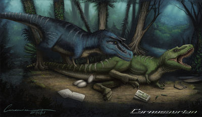 Gorgosaurus Oviposition
art by carnosaurian
Keywords: dinosaur;theropod;gorgosaurus;male;female;feral;M/F;egg;oviposition;carnosaurian