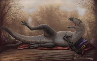 Isenya Pinup
art by carnosaurian
Keywords: dinosaur;theropod;neovenator;female;feral;solo;cloaca;carnosaurian