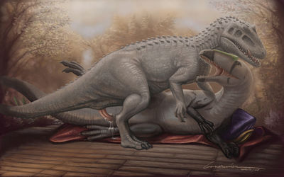 Isenya and Tyber Mating
art by carnosaurian
Keywords: dinosaur;theropod;neovenator;carnotaurus;male;female;feral;M/F;missionary;penis;cloacal_penetration;spooge;carnosaurian