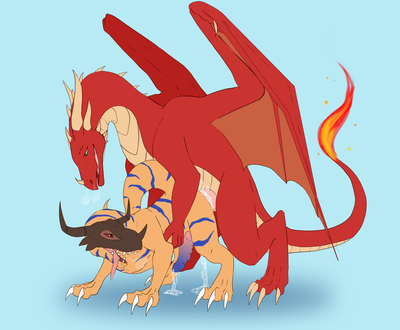 Abrjan x Greymon
art by carouselsluts
Keywords: anime;digimon;dragon;greymon;male;anthro;M/M;penis;from_behind;anal;spooge;carouselsluts