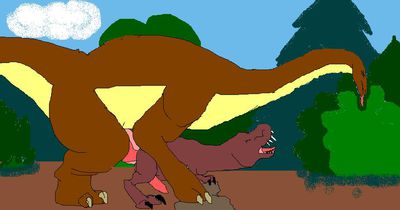 Gay Dinos
art by cascadiatepes
Keywords: dinosaur;theropod;tyrannosaurus_rex;trex;sauropod;male;feral;anthro;M/M;penis;anal;from_behind;cascadiatepes;spooge;cobra-macjingleballs