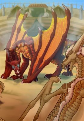 Peril and Horizon (Wings_of_Fire)
art by CaterpillarCat
Keywords: wings_of_fire;skywing;sandwing;peril;horizon;dragon;dragoness;male;female;feral;solo;non-adult;CaterpillarCat