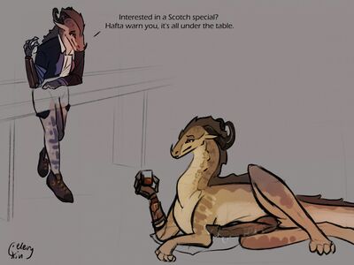 Scotch (Wings_of_Fire)
art by celery_kin
Keywords: wings_of_fire;sandwing;dragon;male;feral;anthro;M/M;penis;suggestive;spooge;celery_kin