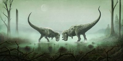 Ceratosaurus Mating Dance
art by m_witton
Keywords: dinosaur;theropod;ceratosaurus;male;female;feral;M/F;non-adult;m_witton
