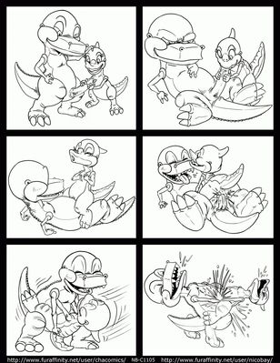 Chomper's Day 2
art by chacomics
Keywords: comic;cartoon;land_before_time;lbt;dinosaur;theropod;tyrannosaurus_rex;trex;chomper;male;female;anthro;M/F;penis;from_behind;chacomics