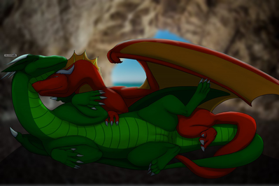 Snugdergs
art by chakat-silverpaws
Keywords: dragon;dragoness;male;female;feral;M/F;vagina;romance;suggestive;chakat-silverpaws