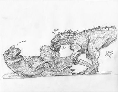 Rex Cock
art by charbold
Keywords: dinosaur;theropod;tyrannosaurus_rex;trex;male;feral;M/M;penis;suggestive;charbold