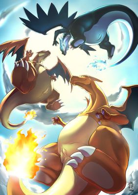 Charizards
unknown artist
Keywords: anime;pokemon;dragon;dragoness;charizard;male;female;anthro;solo;penis;vagina