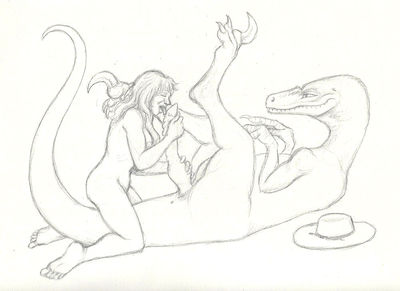 Ellie Licking Alan Raptor
art by chewtoy
Keywords: beast;jurassic_park;dinosaur;raptor;deinonychus;male;feral;human;woman;female;ellie;alan;M/F;penis;oral;chewtoy