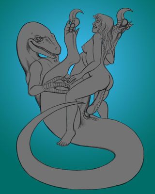 Raptor Riding (inked)
art by chewtoy
Keywords: beast;jurassic_park;dinosaur;theropod;raptor;deinonychus;male;feral;woman;human;female;alan;ellie;transformation;M/F;penis;cowgirl;vaginal_penetration;chewtoy