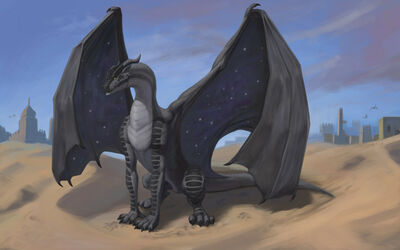 Desert Nightwing (Wings_of_Fire)
art by chgdwf
Keywords: wings_of_fire;nightwing;dragon;feral;solo;non-adult;chgdwf