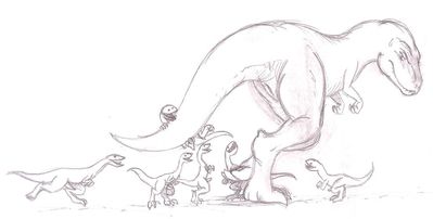 Rex and Coelophysis
art by chibibass
Keywords: dinosaur;theropod;tyrannosaurus_rex;trex;coelophysis;male;female;feral;M/F;penis;vagina;suggestive;chibibass