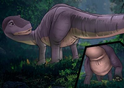 Littlefoot's Mom
art by chocobanana
Keywords: cartoon;land_before_time;lbt;apatosaurus;sauropod;littlefoots_mom;female;anthro;solo;vagina;presenting;chocobanana