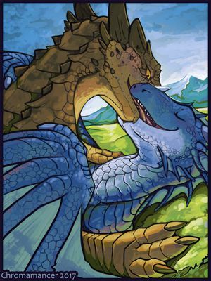 A Wyvern's Kiss
art by chromamancer
Keywords: dragon;dragoness;wyvern;male;female;feral;M/F;romance;chromamancer