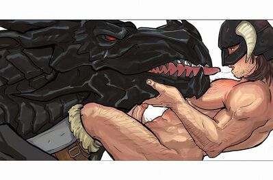 Alduin and Dovahkiin
art by cjdog3
Keywords: beast;videogame;skyrim;dragon;alduin;dragonborn;male;feral;M/M;penis;missionary;suggestive;cjdog3