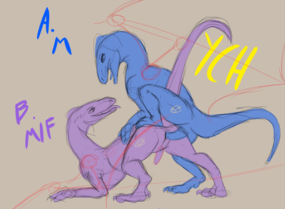 Raptor YCH
art by clb
Keywords: dinosaur;theropod;raptor;male;female;anthro;M/F;penis;from_behind;anal;vaginal_penetration;clb