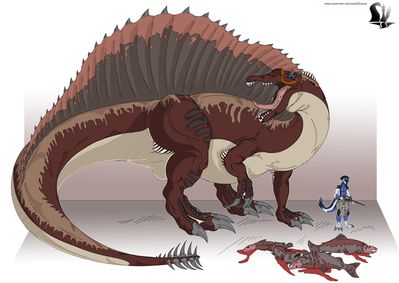 ARK Spinosaurus
art by clerian
Keywords: videogame;ark_survival_evolved;dinosaur;theropod;spinosaurus;feral;dragon;anthro;male;non-adult;clerian