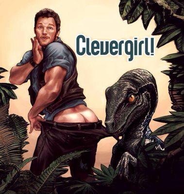 Clever Girl!
art by hugohugo
Keywords: beast;jurassic_world;dinosaur;theropod;raptor;deinonychus;blue;female;feral;human;man;male;M/F;suggestive;humor;hugohugo
