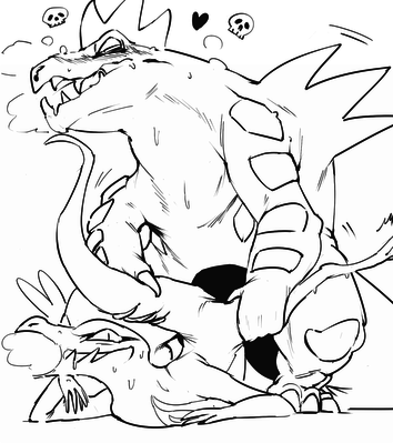 Feraligatr Mounting Salazzle
art by clockfrog
Keywords: anime;pokemon;crocodilian;alligator;lizard;salazzle;feraligatr;male;female;anthro;M/F;from_behind;clockfrog