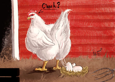 Cluck
art by karukuji
Keywords: avian;bird;chicken;feral;female;solo;cloaca;oviposition;egg;spooge;karukuji