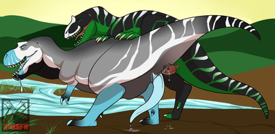 Sleet and Oblivion Having Sex
art by cmnsfw
Keywords: dinosaur;theropod;tyrannosaurus_rex;allosaurus;male;feral;M/M;from_behind;anal;spooge;cmnsfw